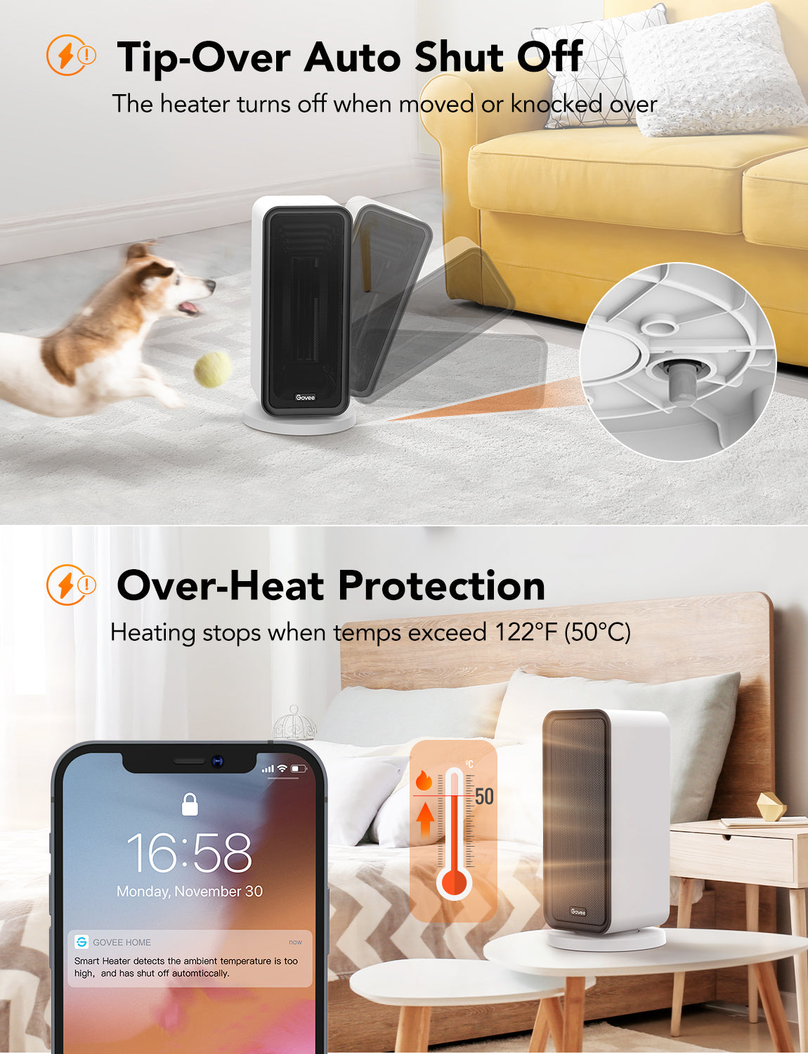  Govee Smart Plug B5083 Bundle with Govee Smart Portable Space  Heater H7131 for Indoor Use Bedroom Office : Home & Kitchen