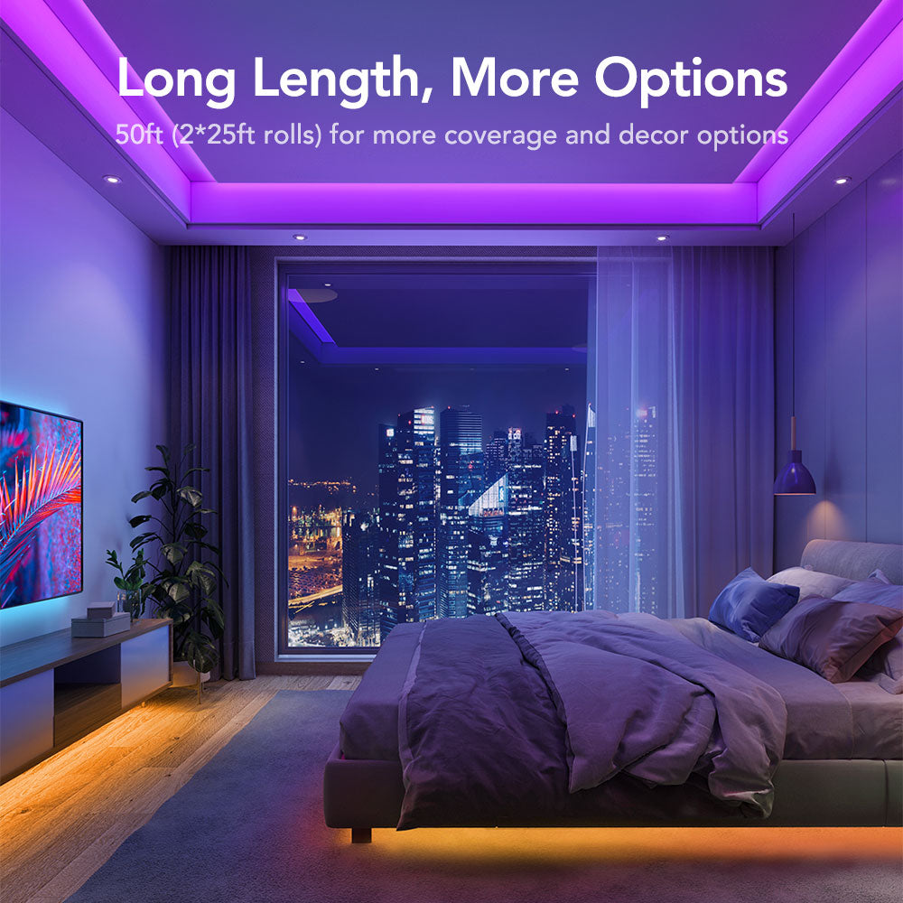 Govee Wi-Fi + Bluetooth RGB LED Strip Lights (2*25ft)