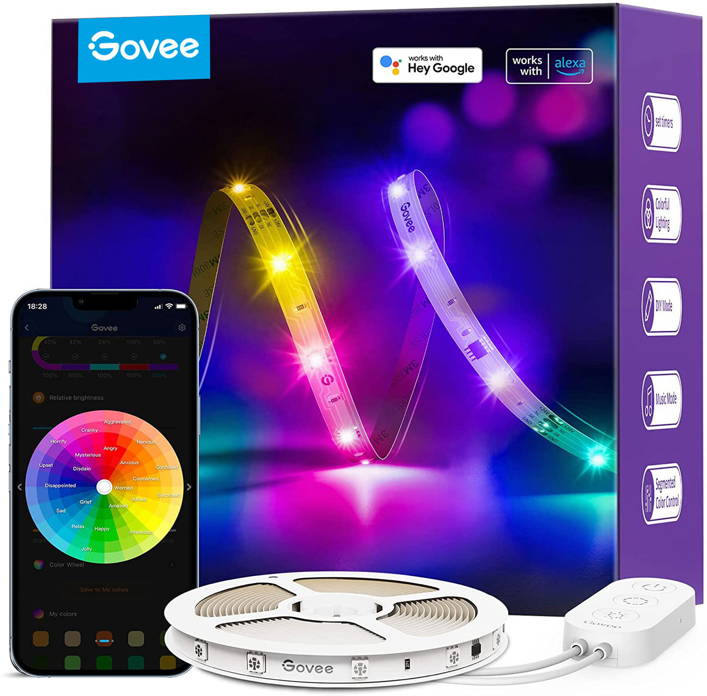 Govee RGBIC Basic Wi-Fi + Bluetooth LED Strip Lights