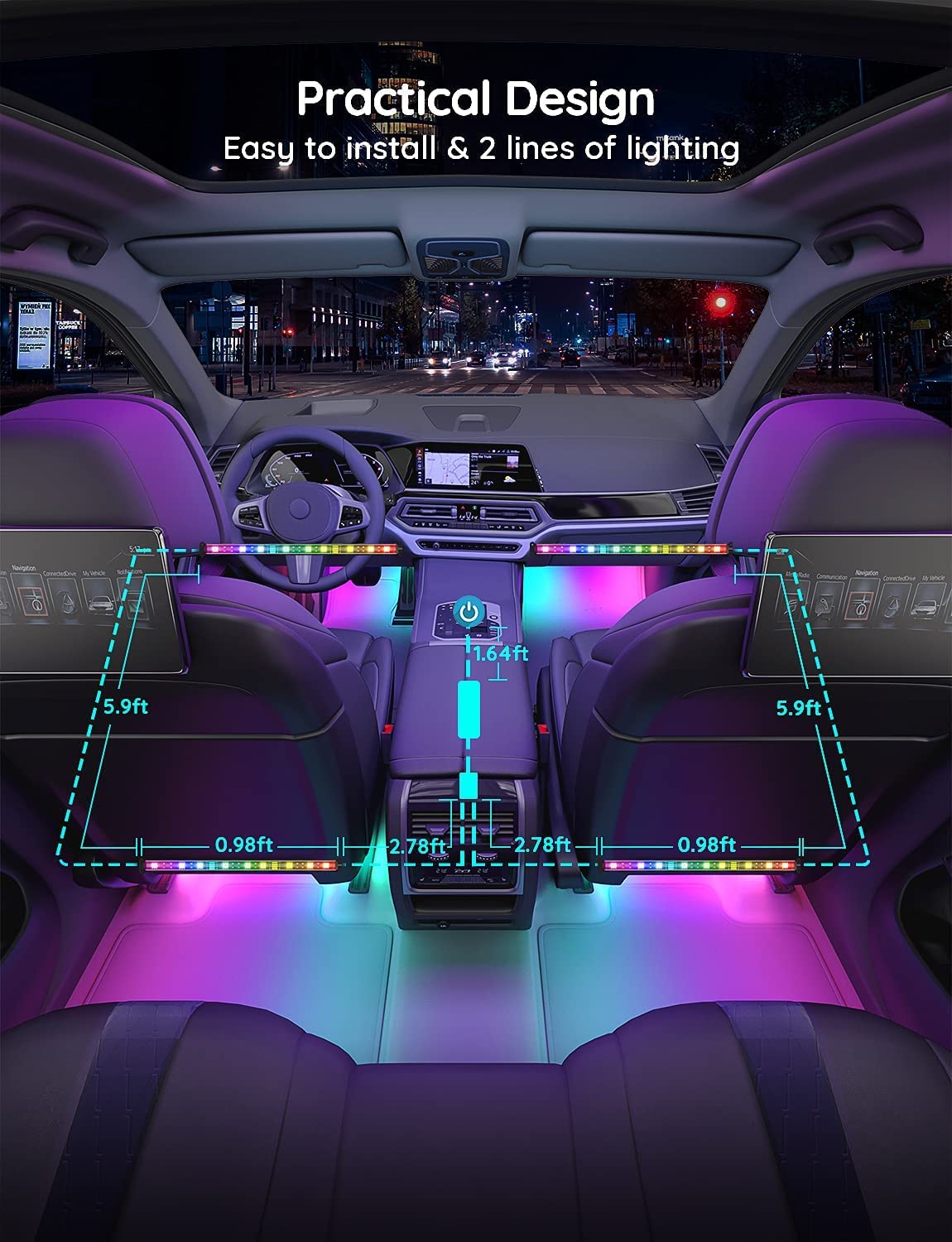 Tira de luces LED Govee RGBIC Smart Car H7090