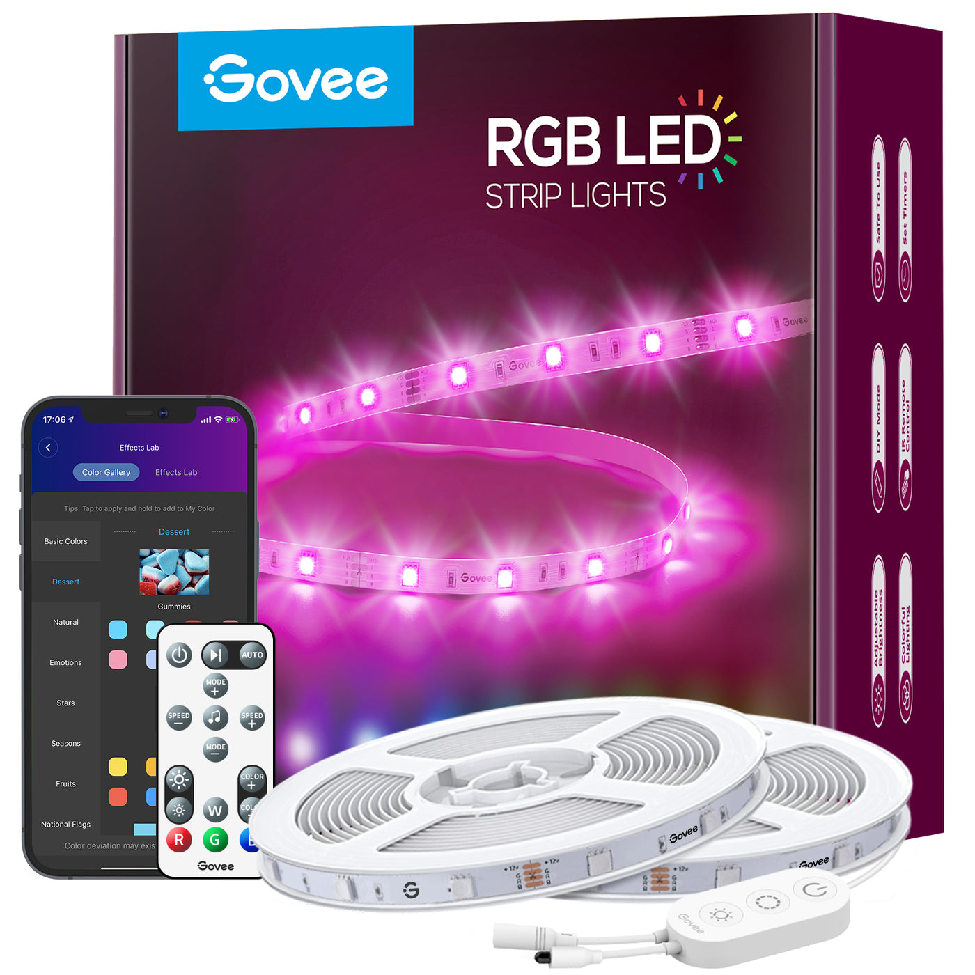 Govee Wi-Fi + Bluetooth RGB LED Strip Lights (2*25ft)