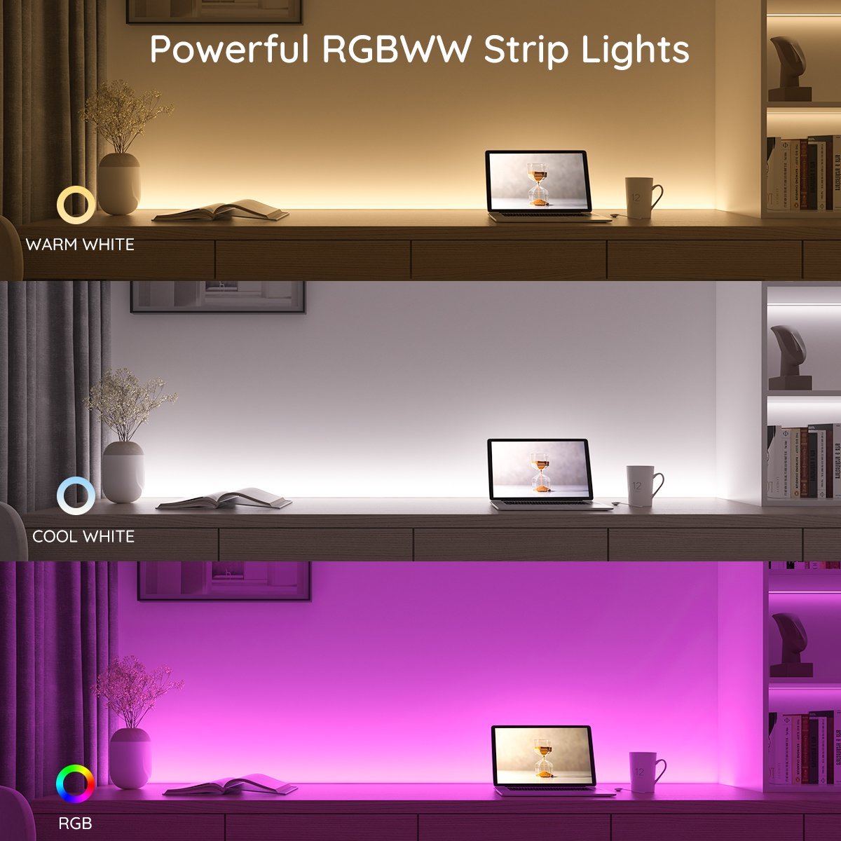 Govee RGBWW Wi-Fi + Bluetooth LED Strip Lights - Govee